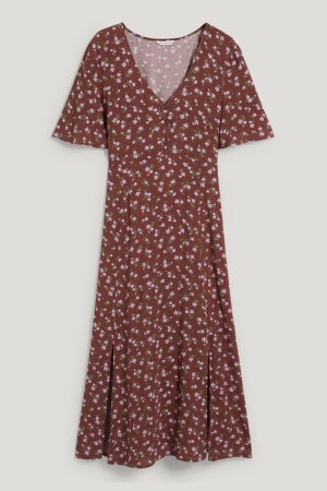 C&A Clockhouse Livaeco™ Fibres Floral Klänning Dam Mörkbruna | GAIYS-2863