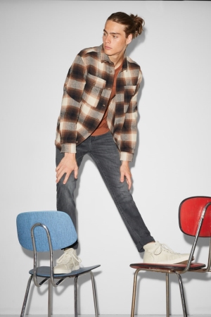 C&A Clockhouse Mager Jeans Herr Blå Grå | PFQBV-3624