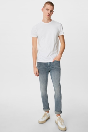 C&A Clockhouse Mager Lycra® Jeans Herr Blå Grå | TPNWO-4890