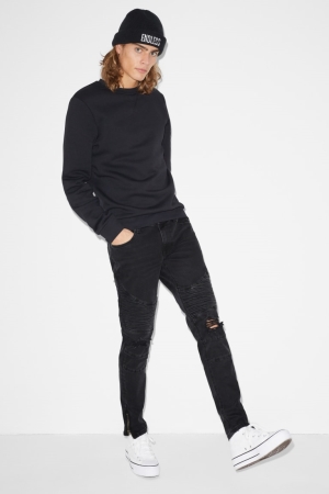 C&A Clockhouse Mager Lycra® Jeans Herr Svarta | ZKDFV-3951