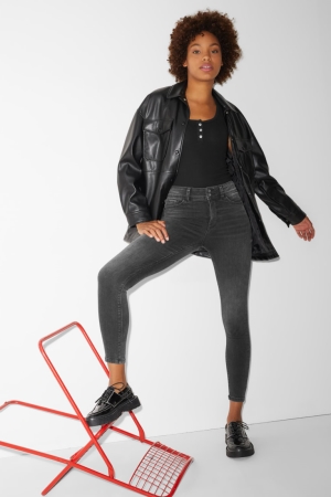 C&A Clockhouse Mager Mid-rise Midja Lycra® Recycled Jeans Dam Blå Grå | RIJBH-2976