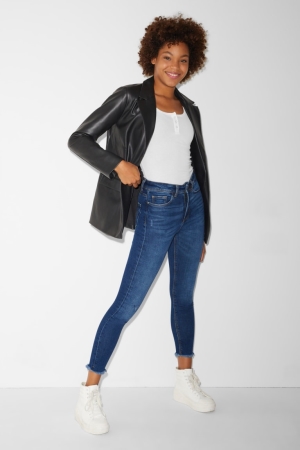 C&A Clockhouse Mager Super High Midja Jeans Dam Blå | DEXMT-8540