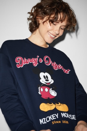 C&A Clockhouse Mickey Mouse Tröjor Dam Mörkblå | MCZXY-9014