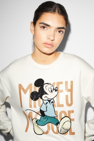 C&A Clockhouse Mickey Mouse Tröjor Dam Vita | QLSDK-0396