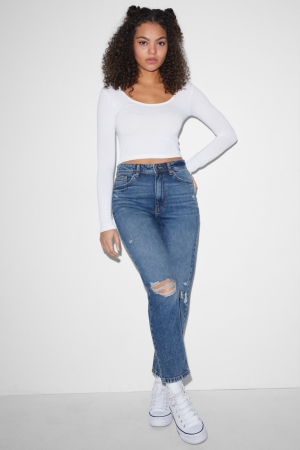 C&A Clockhouse Mom High Midja Jeans Dam Blå | BVAWD-4318