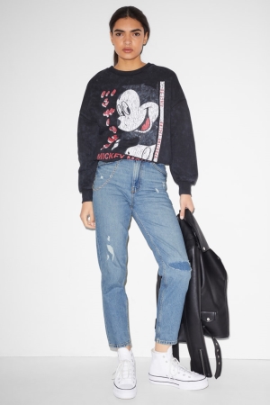 C&A Clockhouse Mom High Midja Jeans Dam Blå | PJNLM-0638