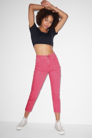 C&A Clockhouse Mom High Midja Jeans Dam Rosa | VQSPZ-0258