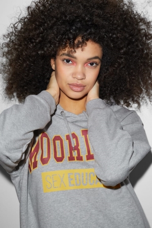 C&A Clockhouse Netflix Sex Education Hoodie Dam Ljusgrå | YKUMT-5182