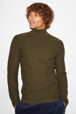 C&A Clockhouse Polo Neck Jumpers Herr Mörkgröna | DPBOI-3865
