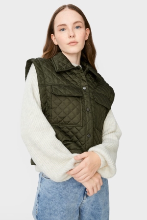 C&A Clockhouse Quiltad Gilet Jacka Dam Mörkgröna | XTZAW-8210