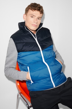 C&A Clockhouse Quiltad Gilet Recycled Jacka Herr Blå | NRHST-2876