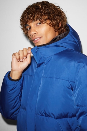 C&A Clockhouse Quiltad With Hood Recycled Jacka Herr Blå | PQENS-0125