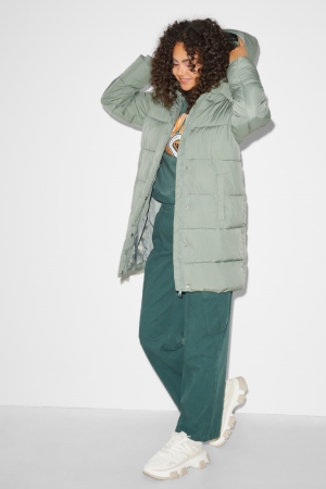 C&A Clockhouse Quiltad With Hood Recycled Jacka Dam Mintgröna Gröna | VMCOF-5128