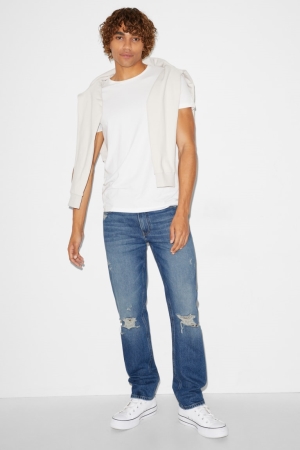 C&A Clockhouse Regular Recycled Jeans Herr Blå | NYKVM-0376