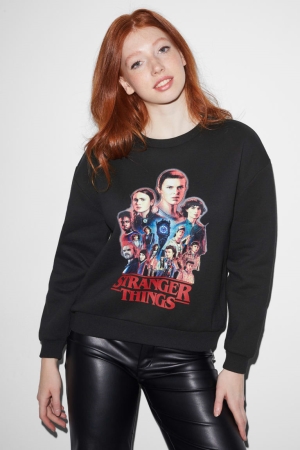 C&A Clockhouse Stranger Things Tröjor Dam Svarta | WRTKD-5162