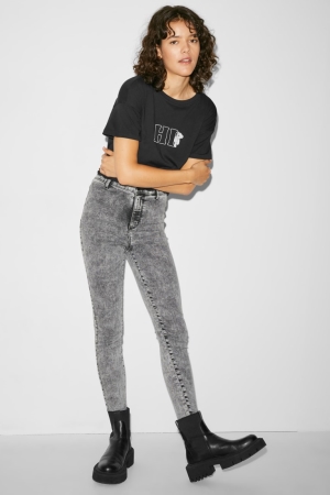 C&A Clockhouse Super Mager High Midja Jeans Dam Blå Grå | OUZVX-4187