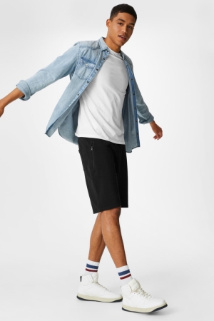 C&A Clockhouse Sweat Shorts Herr Svarta | RKCZV-9037