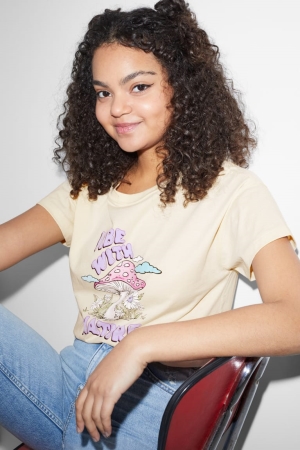 C&A Clockhouse T-shirt Dam Ljusbeige | MGXJP-8619