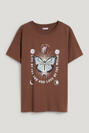 C&A Clockhouse T-shirt Dam Mörkbruna | GUONB-6154