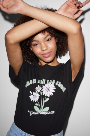 C&A Clockhouse T-shirt Dam Svarta | UMRCH-0958