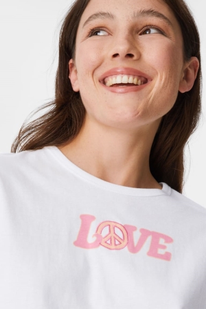C&A Clockhouse T-shirt Dam Vita | VNUJE-5823