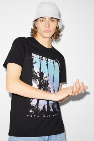 C&A Clockhouse T-shirt Herr Svarta | DASLK-9157