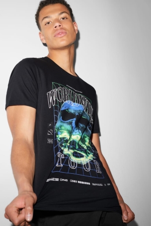 C&A Clockhouse T-shirt Herr Svarta | DMRFN-6092