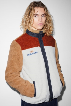 C&A Clockhouse Teddy Fur Jacka Herr Vita | WORZJ-7403