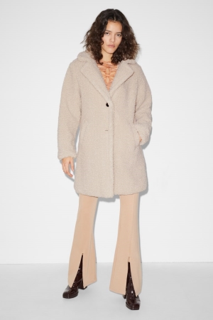 C&A Clockhouse Teddy Fur Rockar Dam Ljusbeige | MDQNU-3240