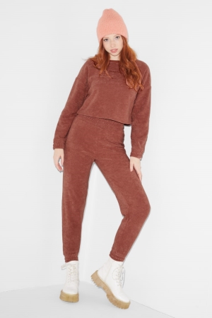 C&A Clockhouse Terry Cloth Joggers Långbyxor Dam Terracotta | ERBIW-2758