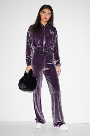 C&A Clockhouse Velvet Joggers Långbyxor Dam Lila | VRFPC-6375
