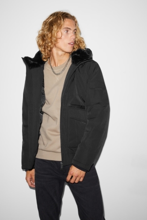 C&A Clockhouse With Hood Recycled Jacka Herr Svarta | XZECI-9065