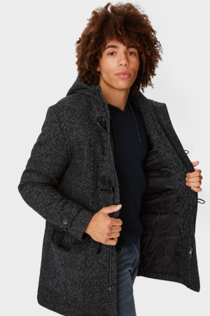 C&A Clockhouse With Hood Rockar Herr Svarta Vita | IHBNU-7659