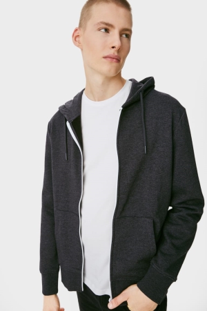C&A Clockhouse Zip-through With Hood Tröjor Herr Grå | XKQRL-3276