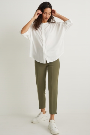 C&A Cloth High Midja Cigarette Fit Recycled Långbyxor Dam Gröna | CQTKV-7216