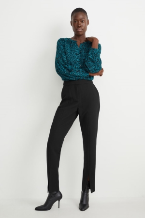 C&A Cloth High Midja Hetero Fit Långbyxor Dam Svarta | XTMIF-0913