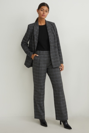 C&A Cloth High Midja Recycled Check Långbyxor Dam Grå Beige | BZQPE-4712
