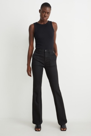 C&A Cloth High Midja Recycled Långbyxor Dam Svarta | QKZNS-5968