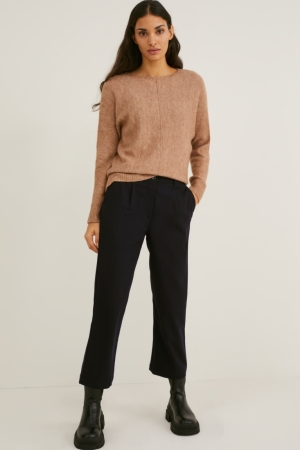C&A Cloth High Midja Regular Fit Recycled Långbyxor Dam Svarta | DJFUR-1528