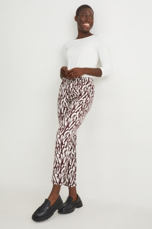 C&A Cloth High Midja Regular Fit With Lenzing™ Ecovero™ Långbyxor Dam Bruna Vita | VOWNP-4075