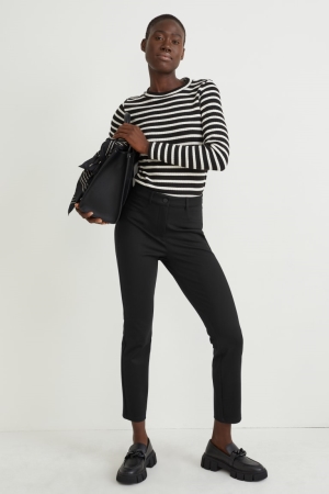 C&A Cloth High Midja Regular Fit With Lenzing™ Ecovero™ Långbyxor Dam Svarta | ZHKEM-4236