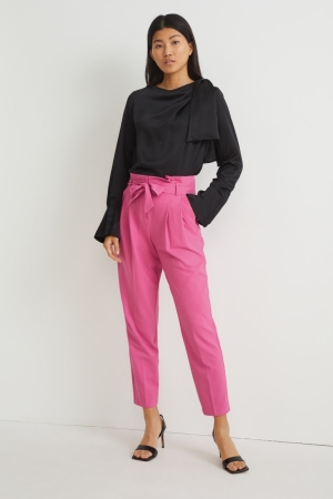 C&A Cloth High Midja Slim Fit Långbyxor Dam Rosa | LCDXE-5127