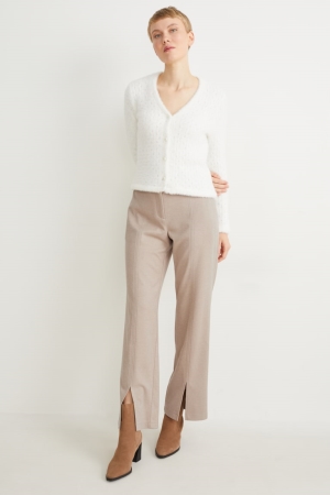 C&A Cloth Mid-rise Midja Breda Leg Långbyxor Dam Beige | JMFVQ-2980