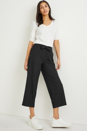 C&A Cloth Mid-rise Midja Breda Leg Randig Långbyxor Dam Mörkblå | WYOUB-5470