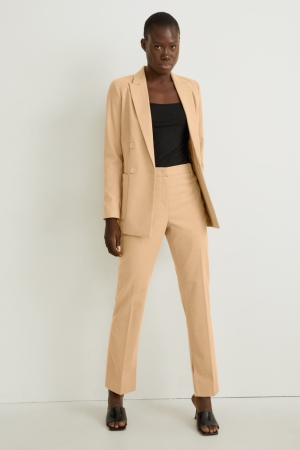 C&A Cloth Mid-rise Midja Hetero FiRecycled Långbyxor Dam Ljusbruna | NSGLW-4726