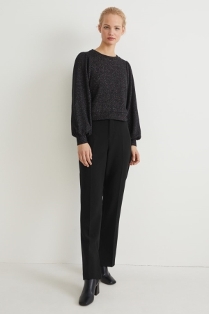 C&A Cloth Mid-rise Midja Hetero Fit Långbyxor Dam Svarta | TFSIR-5207