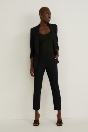 C&A Cloth Mid-rise Midja Slim FiRecycled Långbyxor Dam Svarta | KFJGM-9308