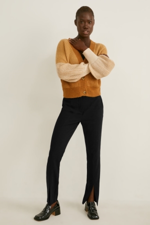 C&A Cloth Mid-rise Midja Slim FiRecycled Långbyxor Dam Svarta | YOGHU-0237