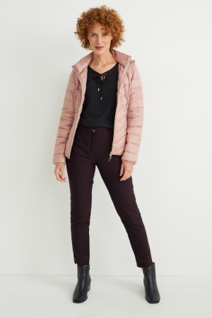 C&A Cloth Mid-rise Midja Slim Fit Långbyxor Dam Mörkröda | FSHLB-7643