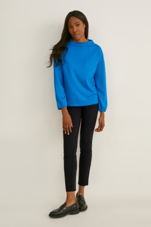 C&A Cloth Mid-rise Midja Slim Fit Långbyxor Dam Svarta | LKFZC-0359
